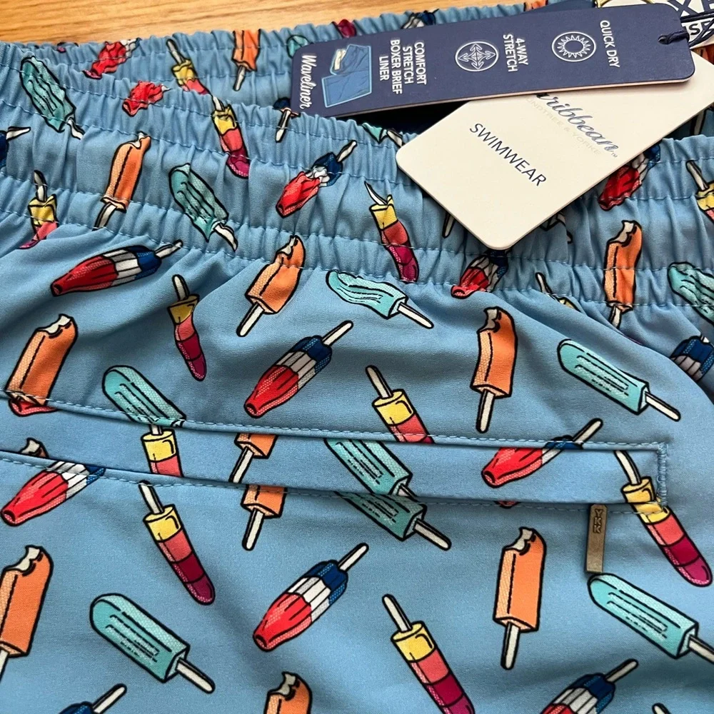 2 pair Caribbean Joe Flamingo Swim Shorts trunks NWT